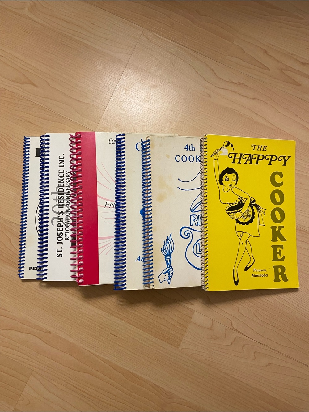 Local Community and Church Spiral Coil Recipe Books Manitoba Area Vintage Trad